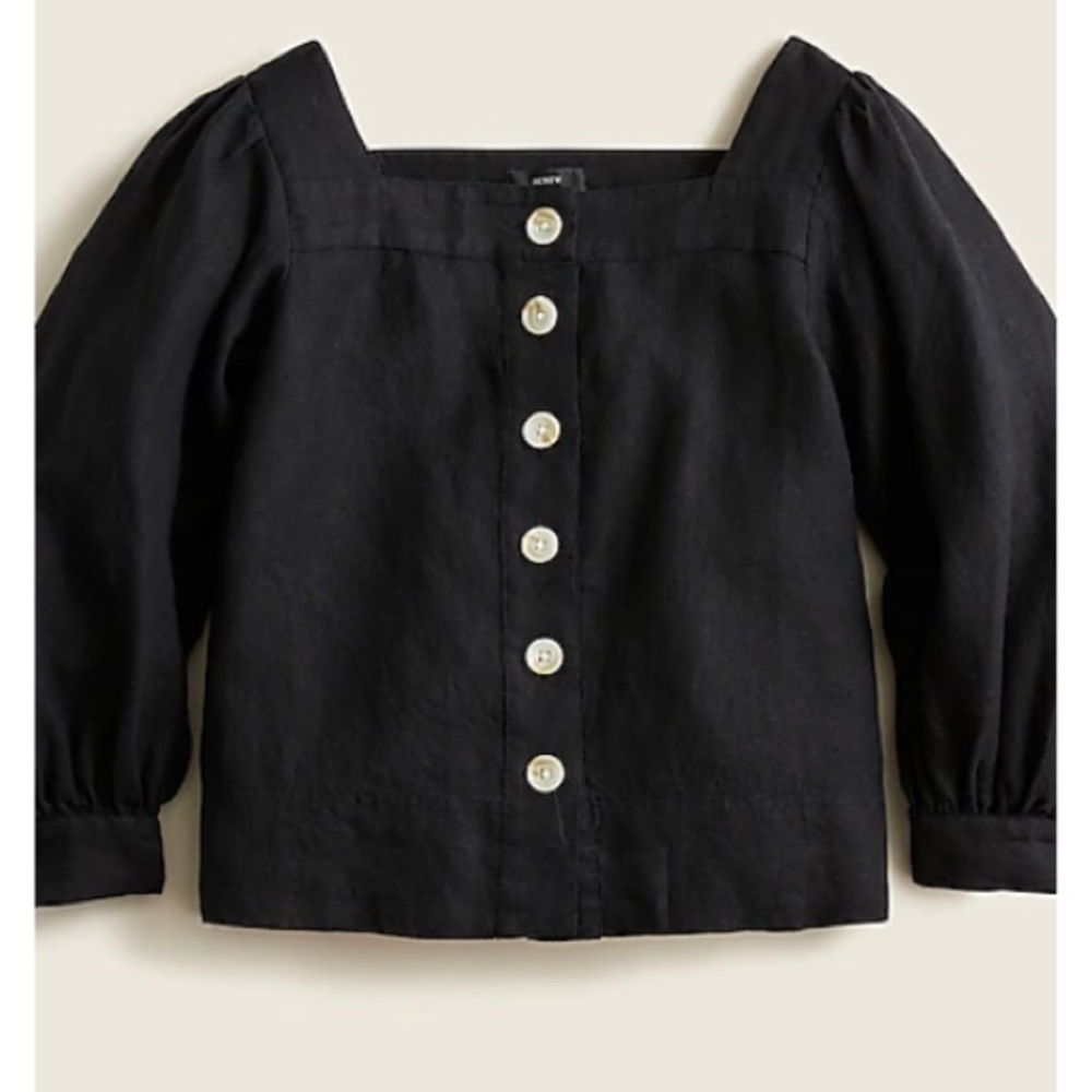 J. Crew Squareneck button-front linen top